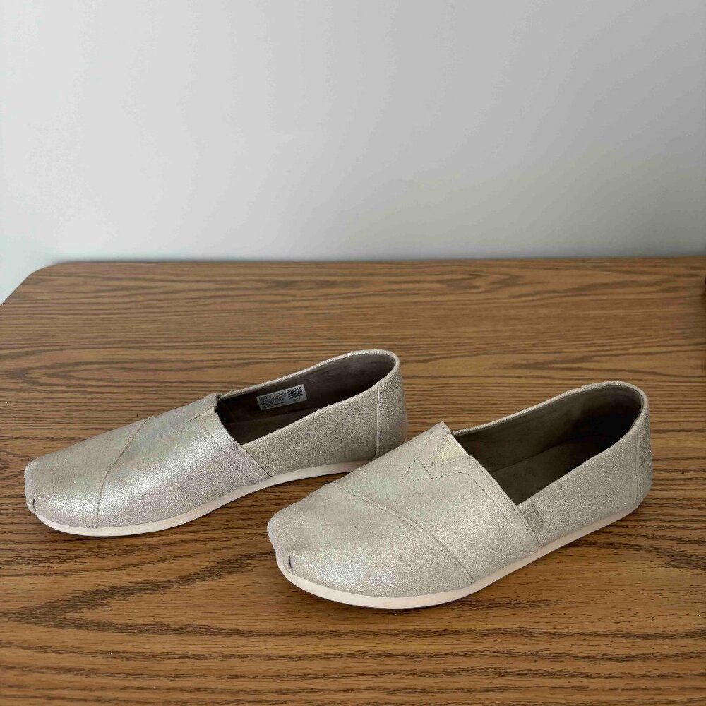 Toms Shoes Alpargata Classic in Light Grey Gray Metallic Suede